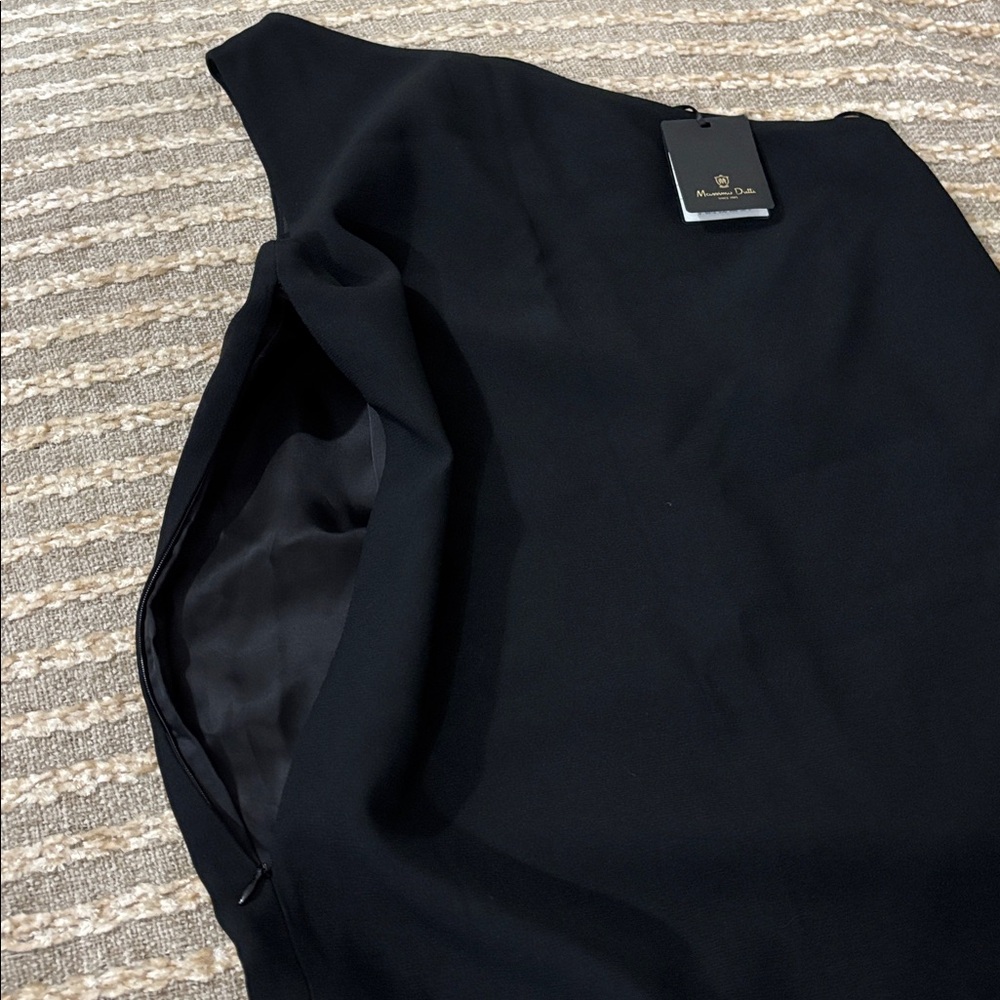 Massimo Dutti Black One Shoulder Shift Cocktail Special Occasion Dress Size 6 - Picture 8 of 13